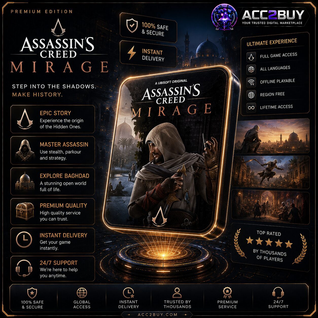 Assassin's Creed Mirage — the Mirage CD Key listing image at ACC2BUY