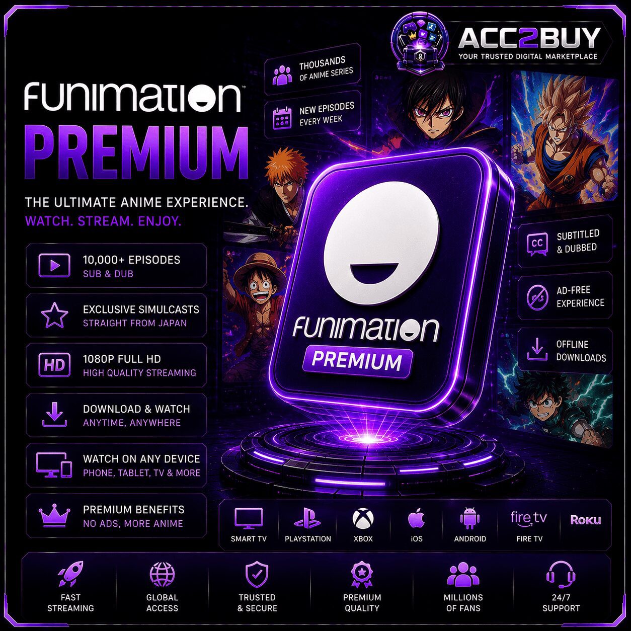 Funimation Premium product photo — part of ACC2BUY's Subscriptions catalog