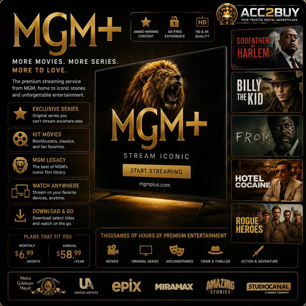 Listing image for MGM Plus Account — MGM+ at ACC2BUY