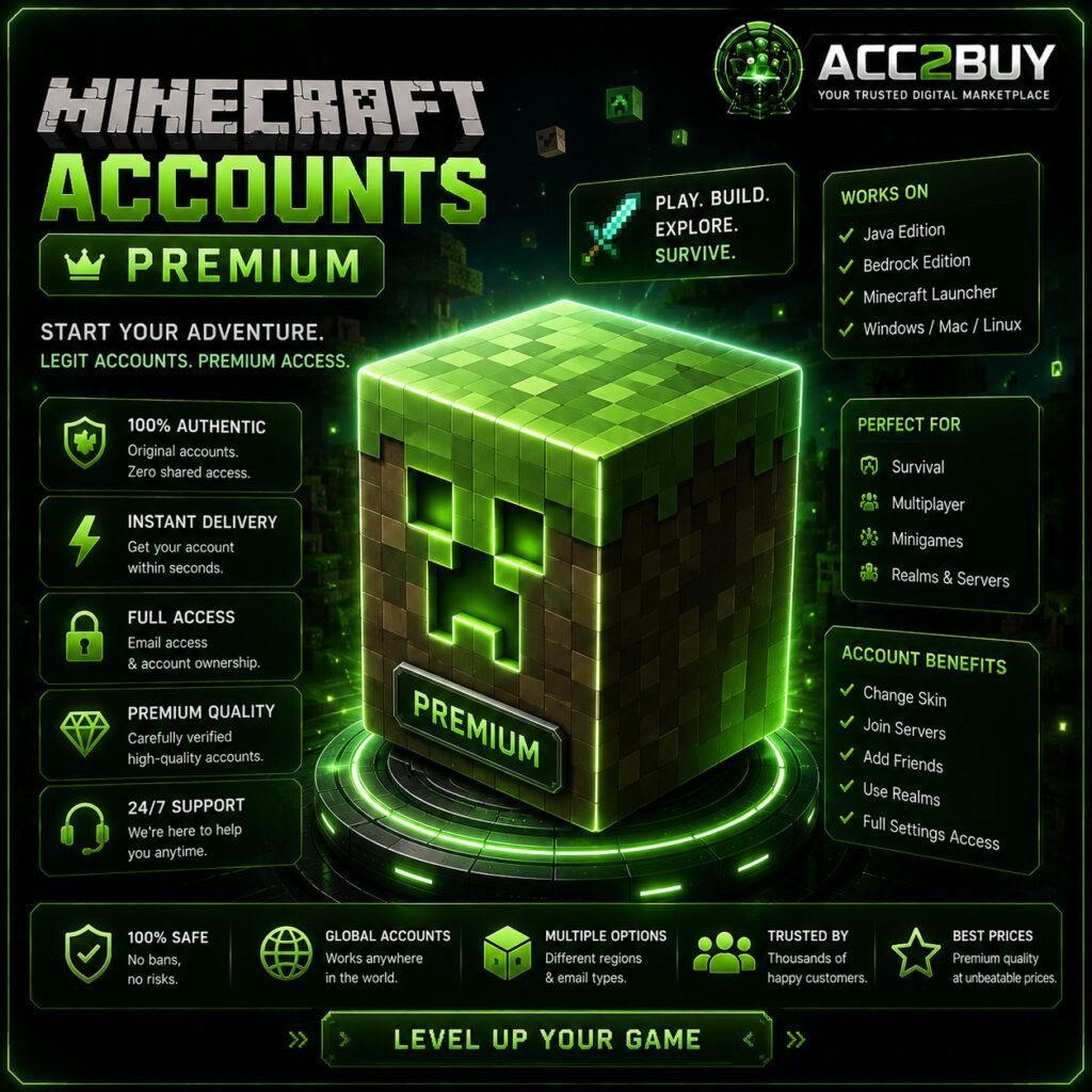 Cheap Minecraft Account: Minecraft Accounts product photo from the ACC2BUY Gaming range