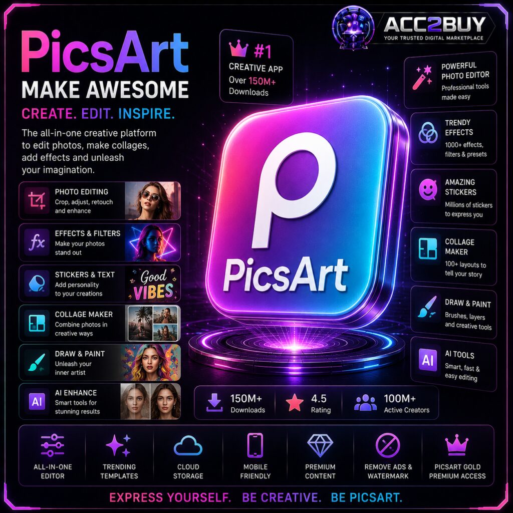 PicsArt Subscription: PicsArt Premium product photo from the ACC2BUY Subscriptions range