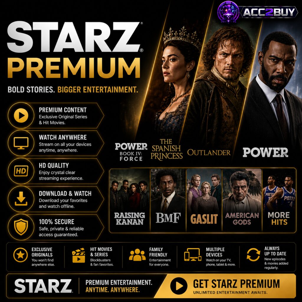 Buy Starz Account: Starz Premium product photo from the ACC2BUY Subscriptions range